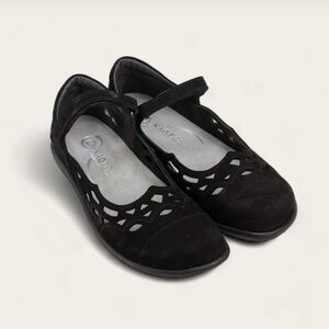 NAOT 39 8 Agathis black velvet nubuck Maryjane cut-out flats